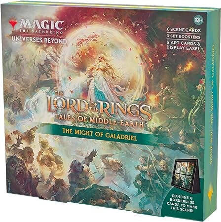 Magic The Gathering The Lord of The Rings: Tales of Middle-Earth Scene Box - The Might of Galadriel (6 Scene Cards, 6 Art Cards, 3 Set Boosters + Display Easel) Comics NEW Diamond Comic Distributors, Inc.